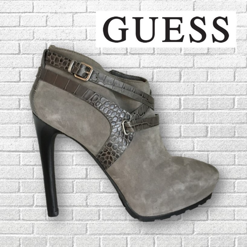 Guess Suede Bootie Stilettos Size 9M Side Zip
